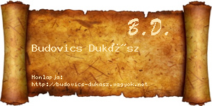 Budovics Dukász névjegykártya